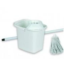 12 L-es szögletes vödör,szita,110cm nyél,125gr mop