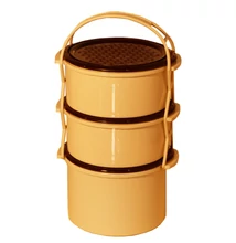 Háromrészes ételhordó, 2x1,5+2 L, bézs