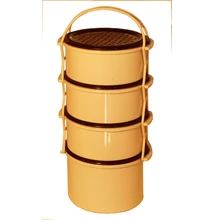 Négyrészes ételhordó, 3x1,5+2 L, bézs