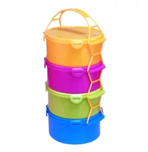 Csatostetős, színes ételhordó, 4x1,5 L-es