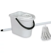 12 L-es félovális vödör,szita,110cm nyél,125gr mop