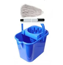 12 L-es szögletes vödör,szita,110cm nyél,125gr mop