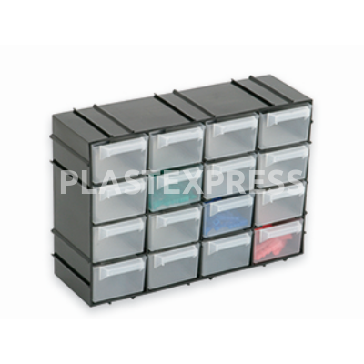 16 fiókos doboz  22x7x15 cm - Fekete