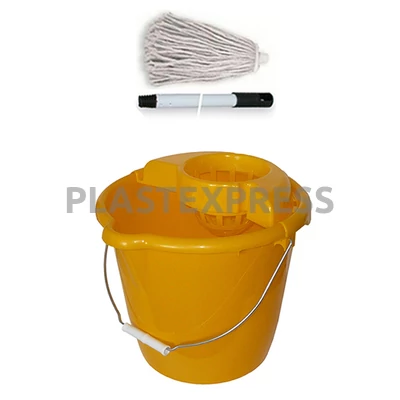 12 L-es kör alakú vödör,szita,110cm nyél,125gr mop - Piros
